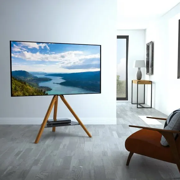 Tripod TV Stand with Tilt - Light Wood