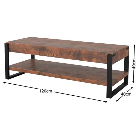 TV Unit for 55" TVs - Dark Wood, Metal Frame