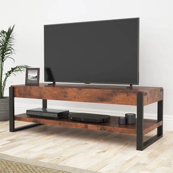 TV Unit for 55" TVs - Dark Wood, Metal Frame image