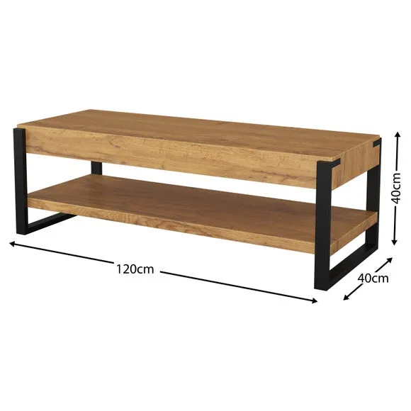 TV Unit for 55" TVs - Light Wood, Metal Frame