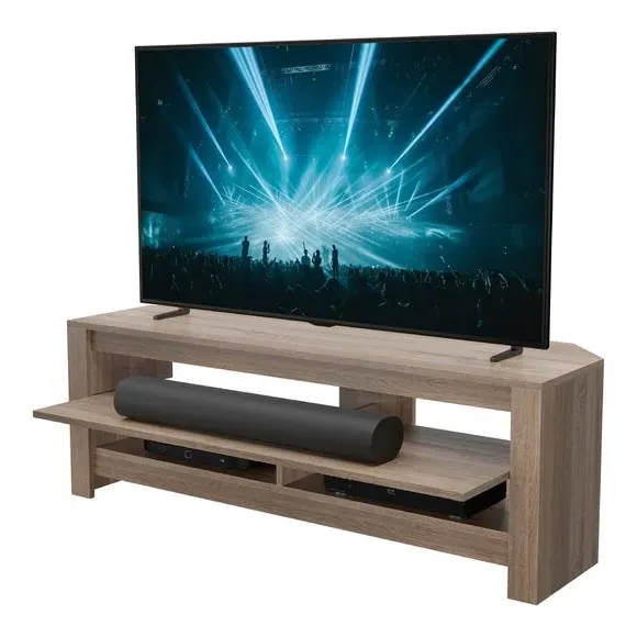 TV Unit with Soundbar Shelf - Rustic Oak