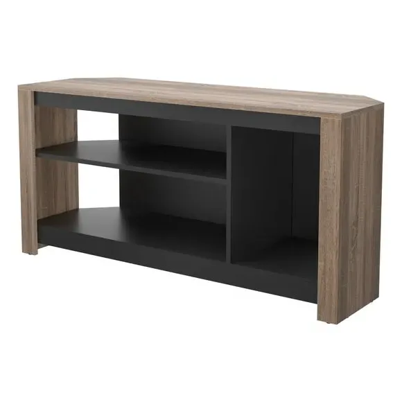 TV Unit with Tall Storage - Rustic Oak, Wood