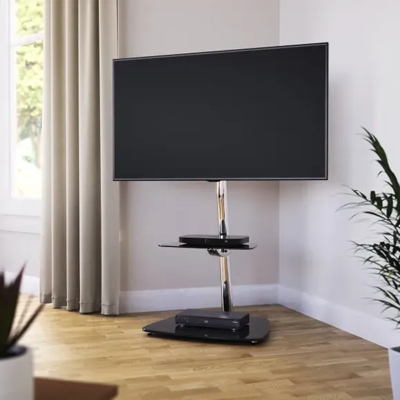 TV Unit with Tilt Function - Black, Glass image
