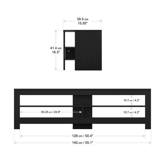 Wide Corner TV Stand for 65" TVs - Black, Wood