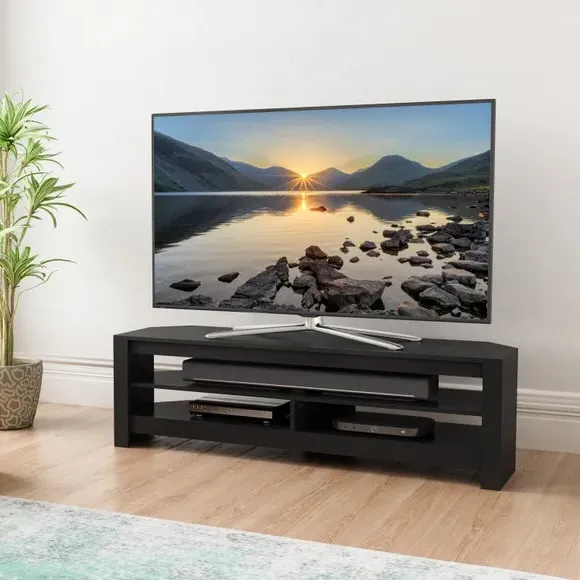 Wide Corner TV Stand for 65" TVs - Black, Wood image
