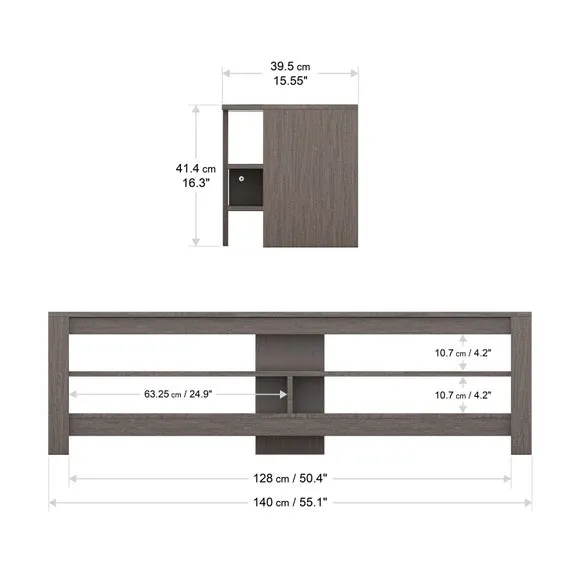 Wide Corner TV Stand for 65" TVs - Grey, Wood