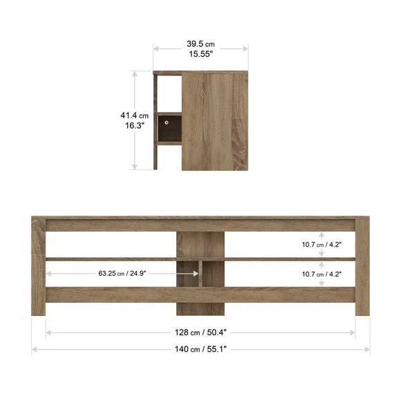 Wide Corner TV Stand for 65" TVs - Oak, Wood
