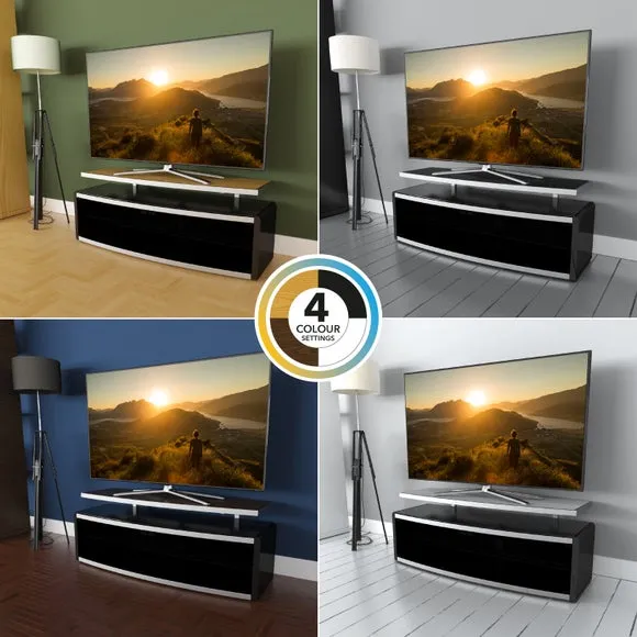 Wide TV Unit with Adjustable Height - Black