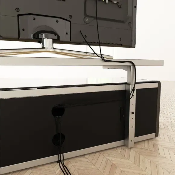 Wide TV Unit with Adjustable Height - Black