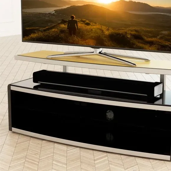 Wide TV Unit with Adjustable Height - Black