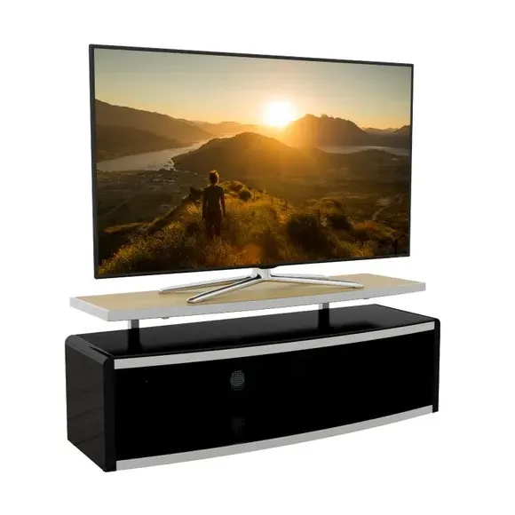 Wide TV Unit with Adjustable Height - Black