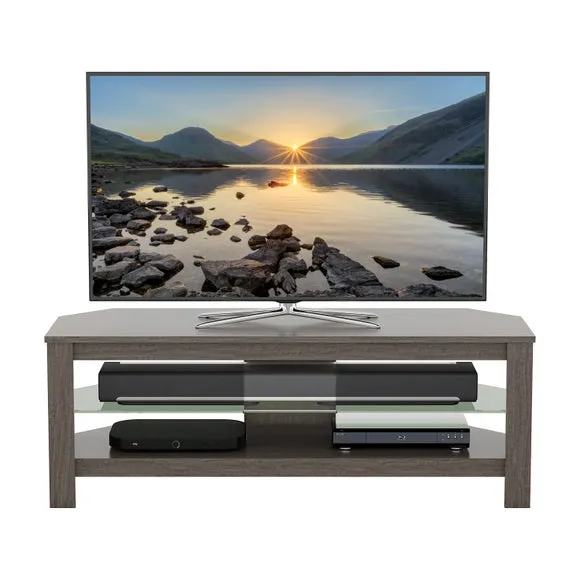 Wide TV Unit with Cable Management - Grey, Oak