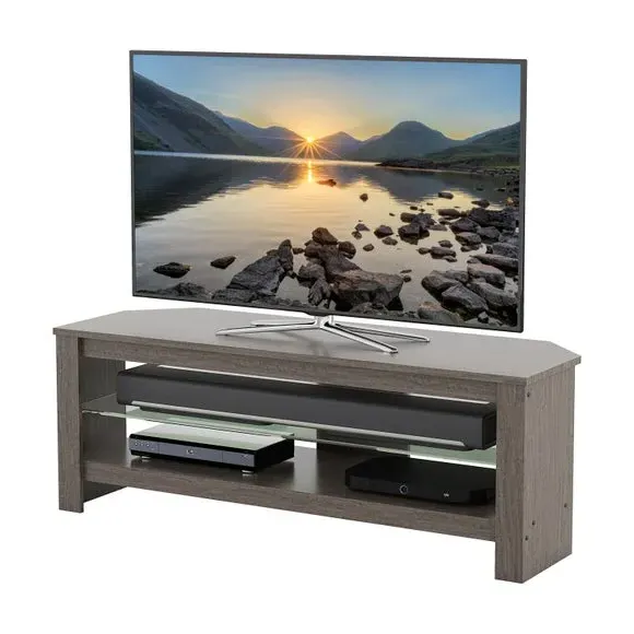 Wide TV Unit with Cable Management - Grey, Oak