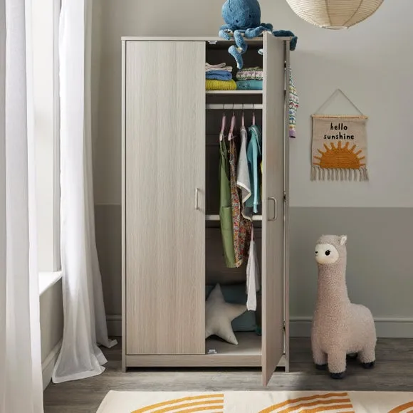 Full Size Wardrobe with Soft Close - Grey, Wood