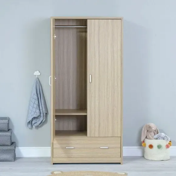 Full Size Wardrobe with Soft Close - Natural, Oak