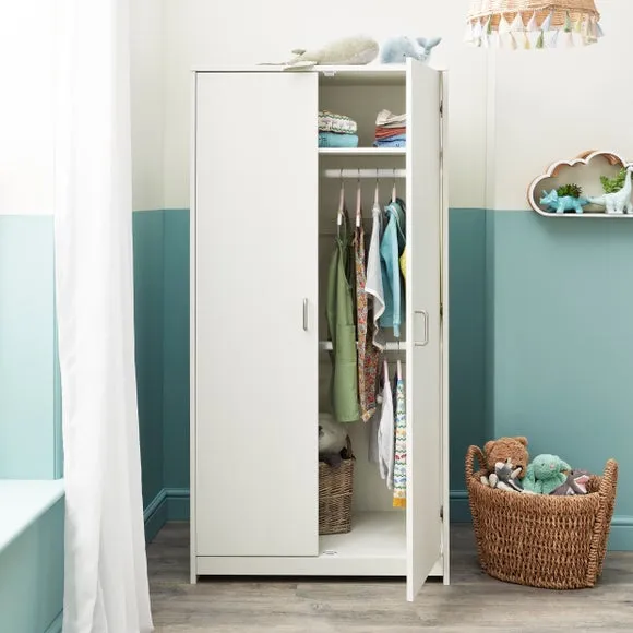 Full Size Wardrobe with Soft Close - White, Wood
