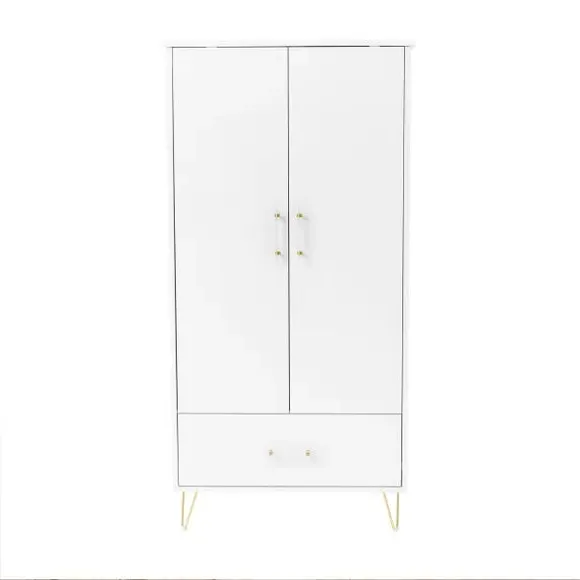 Nursery Wardrobe with Drawer - White, Acrylic