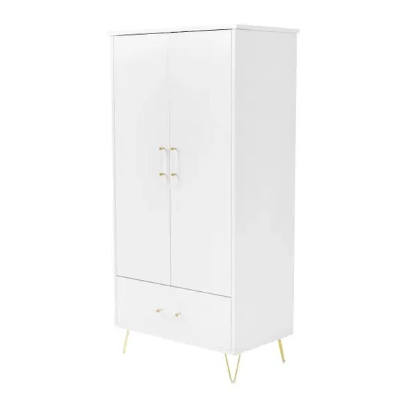 Nursery Wardrobe with Drawer - White, Acrylic
