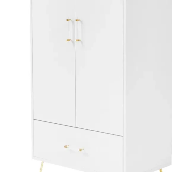 Nursery Wardrobe with Drawer - White, Acrylic