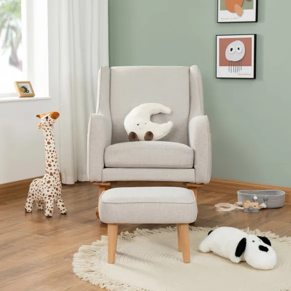 Nursing Chair with Stool - Cashmere, Upholstered