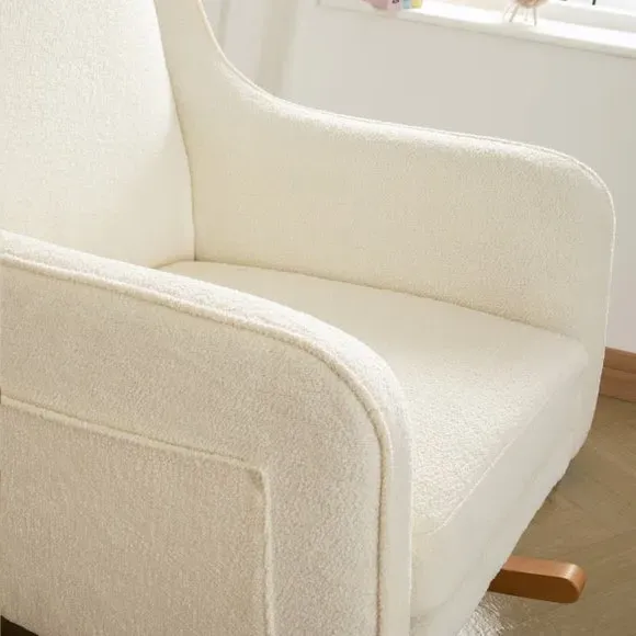 Nursing Chair with Stool - Off-White, Boucle