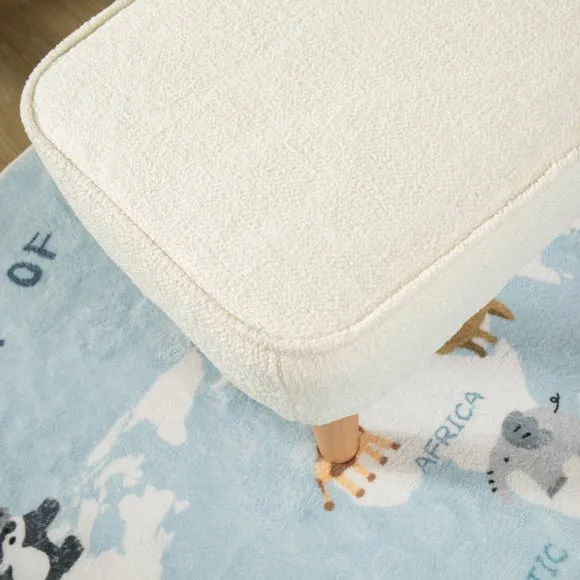Nursing Chair with Stool - Off-White, Boucle