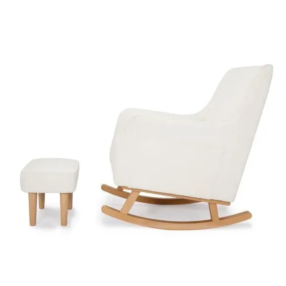 Nursing Chair with Stool - Off-White, Boucle