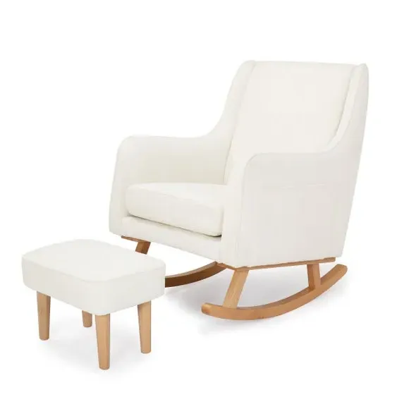 Nursing Chair with Stool - Off-White, Boucle