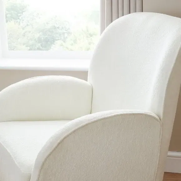 Nursing Chair with Stool - Off-White, Boucle