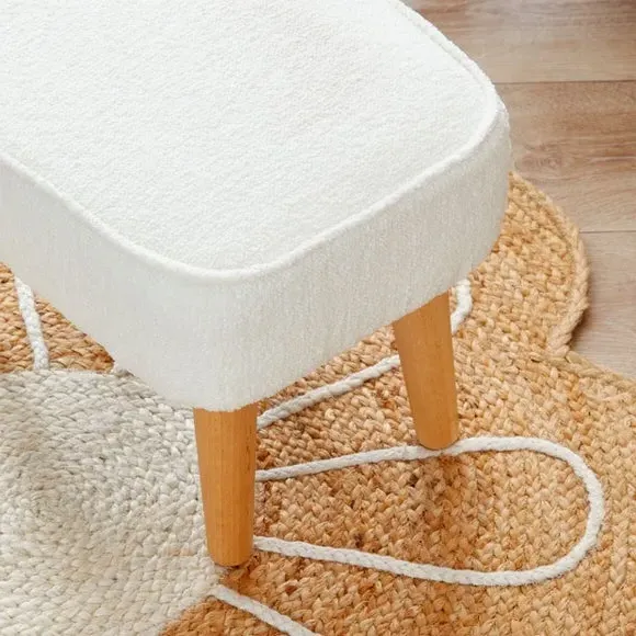 Nursing Chair with Stool - Off-White, Boucle