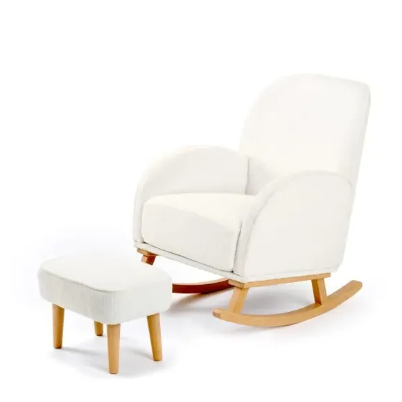 Nursing Chair with Stool - Off-White, Boucle