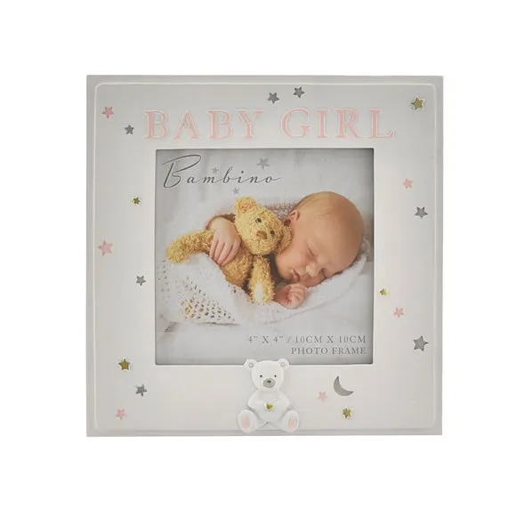 Baby Girl Photo Frame - White, Resin