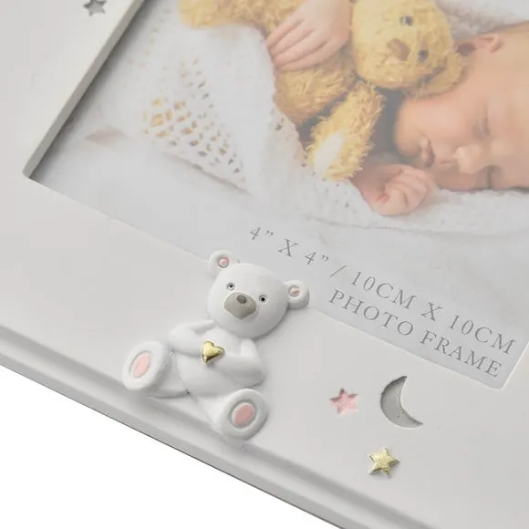 Baby Girl Photo Frame - White, Resin