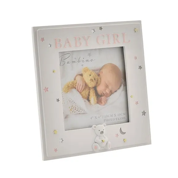 Baby Girl Photo Frame - White, Resin image