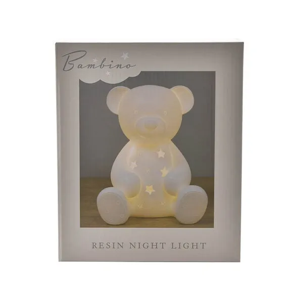 Bear Night Light with LED - White, Resin