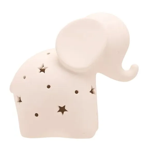 Elephant Night Light with Star Pattern - White