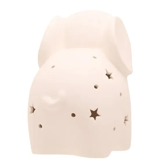 Elephant Night Light with Star Pattern - White