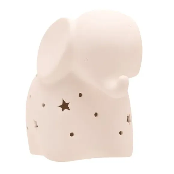 Elephant Night Light with Star Pattern - White