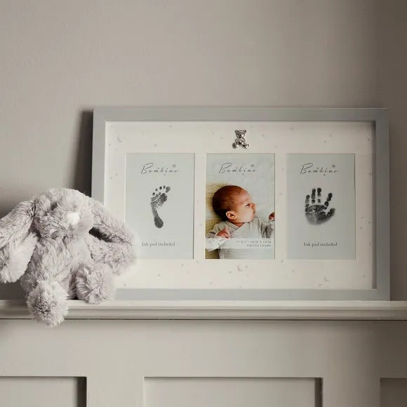 Hand & Foot Print Frame with Ink Pad - Grey, Wood