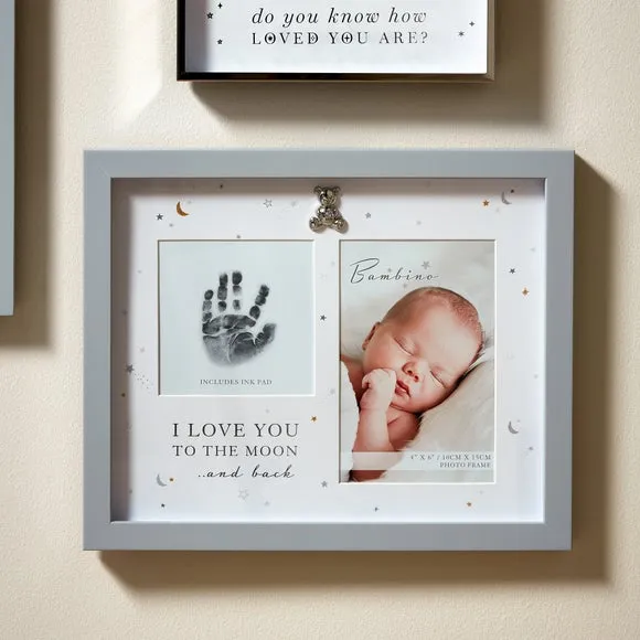 Hand Print Photo Frame with Ink Pad - White, Wood