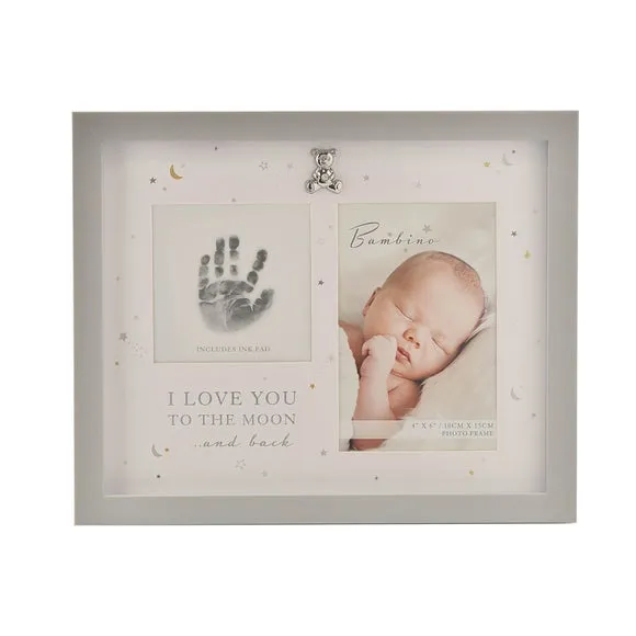 Hand Print Photo Frame with Ink Pad - White, Wood