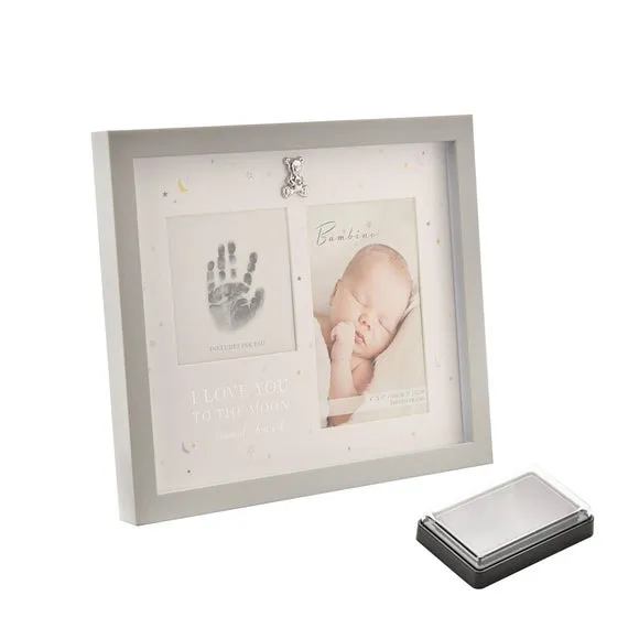 Hand Print Photo Frame with Ink Pad - White, Wood image
