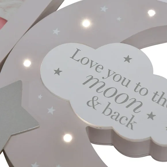 Light-Up Photo Frame with Moon - Grey, Wood