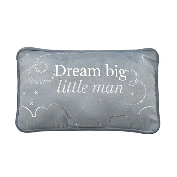 Square Cushion with Text Print - Blue, Velvet image