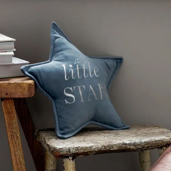 Star Shaped Cushion Little Star - Blue, Velvet