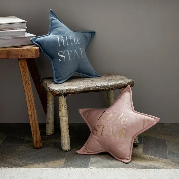 Star Shaped Cushion Little Star - Blue, Velvet