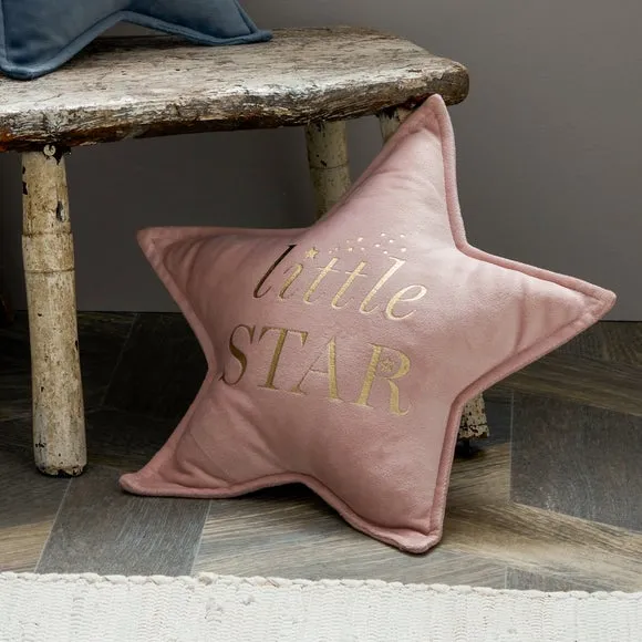 Star Shaped Cushion Little Star - Pink, Velvet