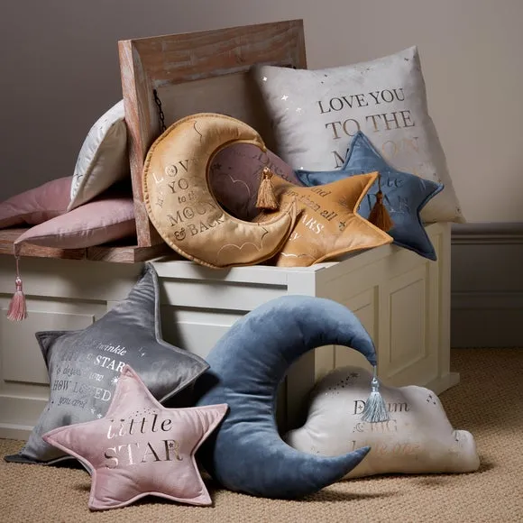 Star Shaped Cushion Little Star - Pink, Velvet