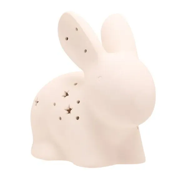 Rabbit Night Light with Perforations - White, Ceramic image