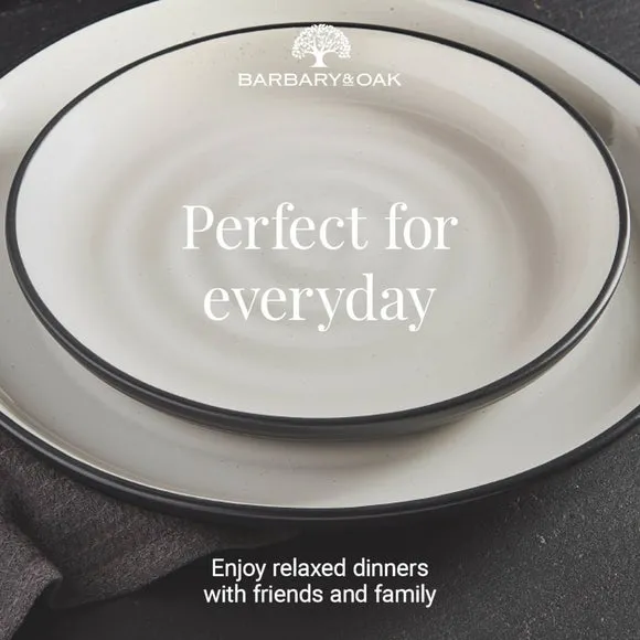 16-Piece Dinner Set with Ripple Design - Black